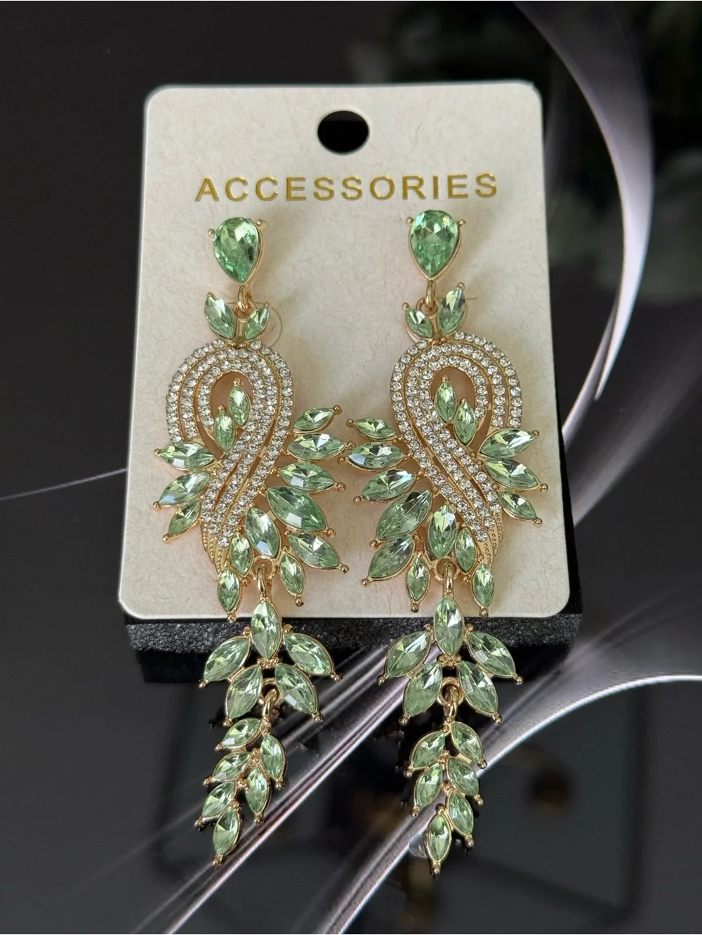 Gold-Tone Light Green Crystal Cascade Drop Earrings - Accessorize